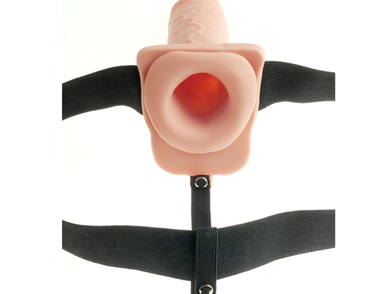 FETISH FANTASY SERIES - ADJUSTABLE HARNESS REALISTIC PENIS WITH BALLS RECHARGEABLE AND VIBRATOR 28 CM