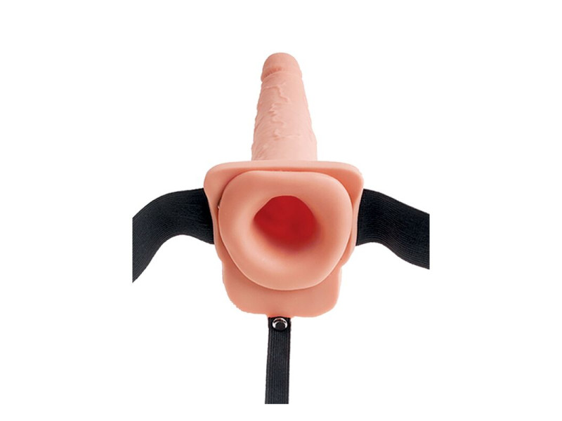 FETISH FANTASY SERIES - ADJUSTABLE HARNESS REALISTIC PENIS WITH BALLS SQUIRTING 19 CM