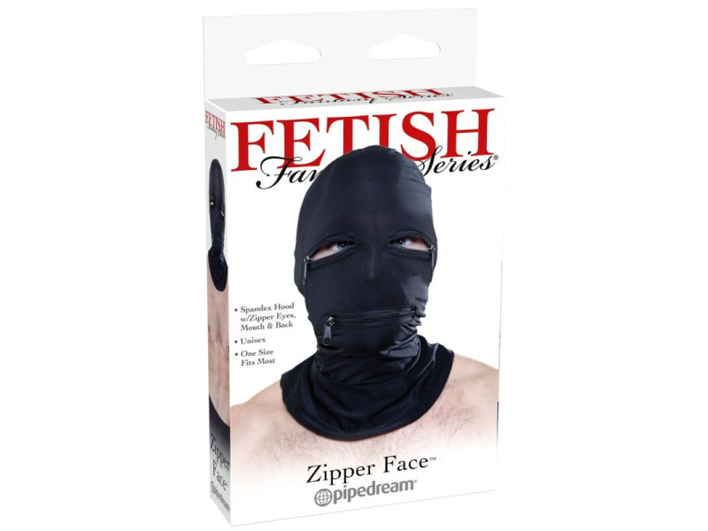 FETISH FANTASY SERIES - HOOD WITH ZIPPERS BLACK