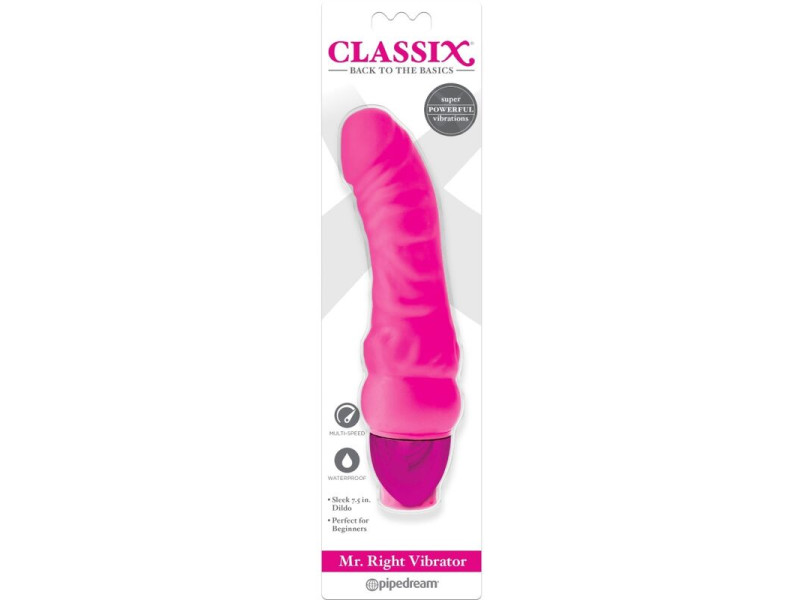 CLASSIX - VIBRATING DILDO MR. RIGHT MULTI-SPEED 15.5 CM PINK