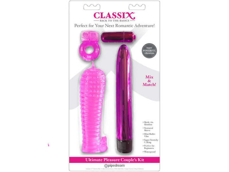 CLASSIX - KIT FOR COUPLES WITH RING, SHEATH AND BULLETS PINK