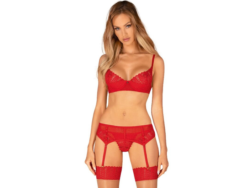 OBSESSIVE - INGRIDIA SET THREE PIECES RED XS/S