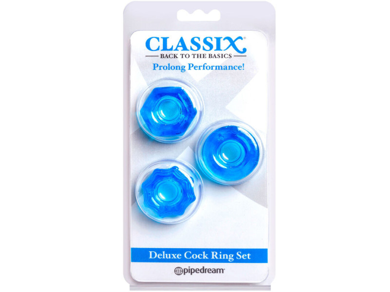 CLASSIX - SET OF 3 RINGS BLUE PENIS