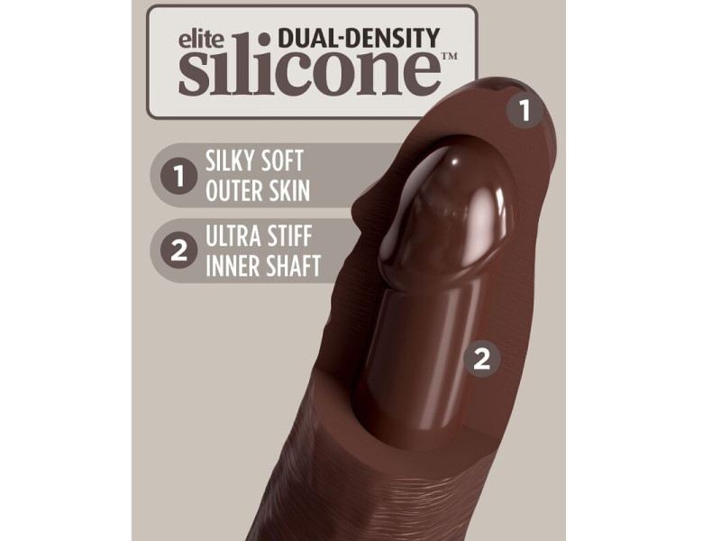 KING COCK - ELITE REALISTIC SILICONE DILDO 17.8 CM BROWN