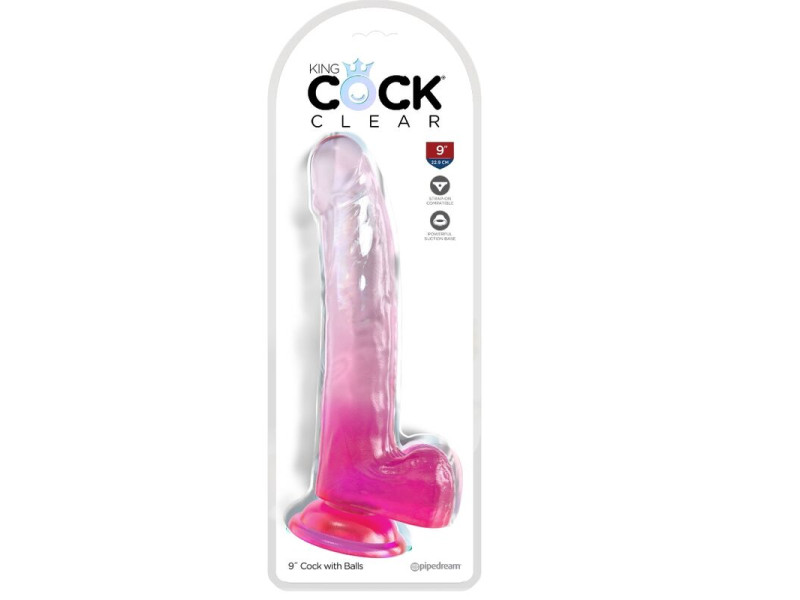 KING COCK - CLEAR DILDO WITH TESTICLES 20.3 CM PINK