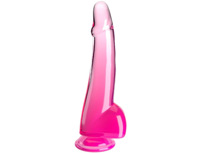 KING COCK - CLEAR DILDO WITH TESTICLES 19 CM PINK