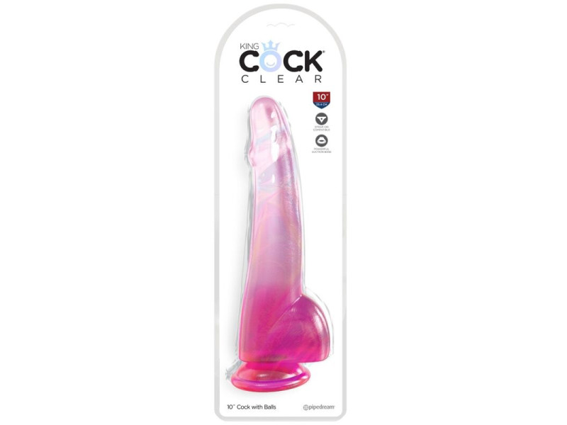 KING COCK - CLEAR DILDO WITH TESTICLES 19 CM PINK