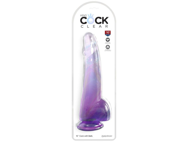 KING COCK - CLEAR DILDO WITH TESTICLES 19 CM PURPLE