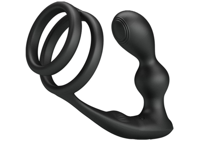 PRETTY LOVE - MARSHALL PENIS RING WITH VIBRATORY ANAL PLUG WITH REMOTE CONTROL