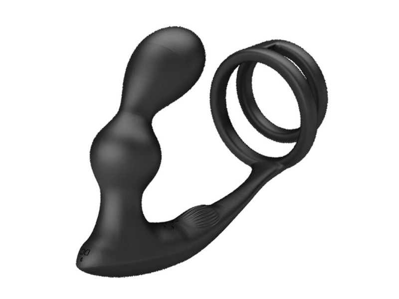 PRETTY LOVE - MARSHALL PENIS RING WITH VIBRATORY ANAL PLUG WITH REMOTE CONTROL