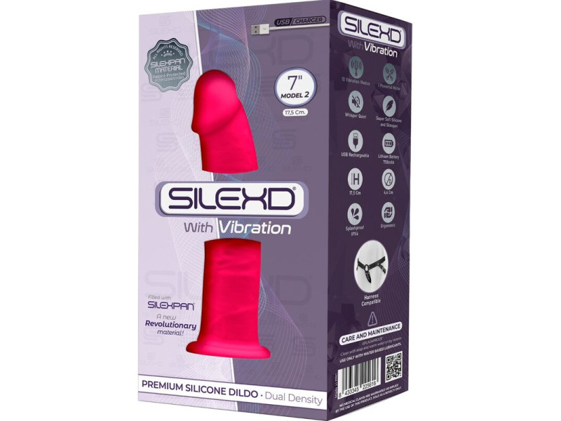 SILEXD - MODEL 1 REALISTIC PENIS VIBRATOR SILICONE PREMIUM SILEXPAN FUCHSIA 17.5 CM