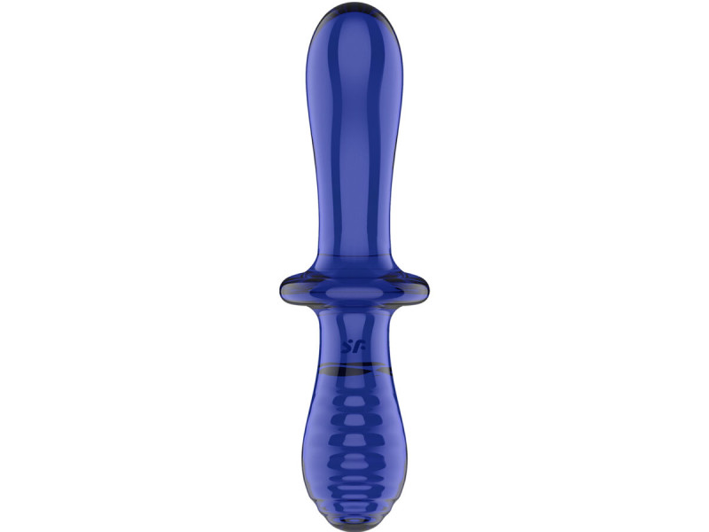 SATISFYER - DOUBLE CRYSTAL DILDO BLUE