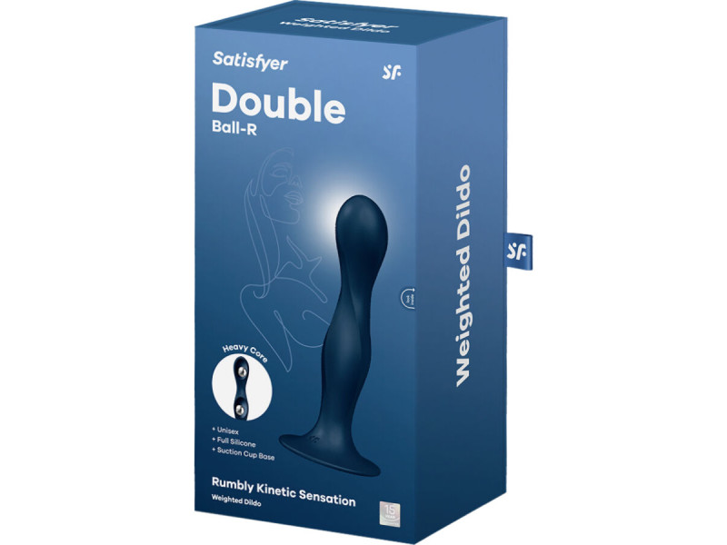 SATISFYER - DOUBLE BALL-R SILICONE DILDO BLUE