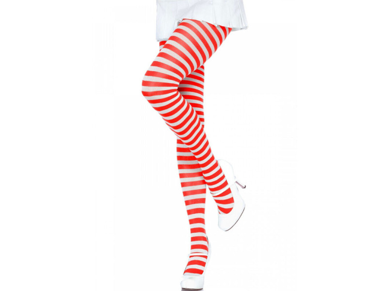 LEG AVENUE - WHITE/RED STRIPED TIGHTS