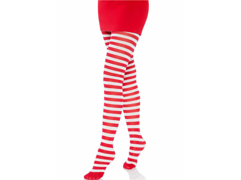 LEG AVENUE - WHITE/RED STRIPED TIGHTS