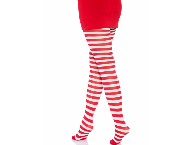 LEG AVENUE - WHITE/RED STRIPED TIGHTS