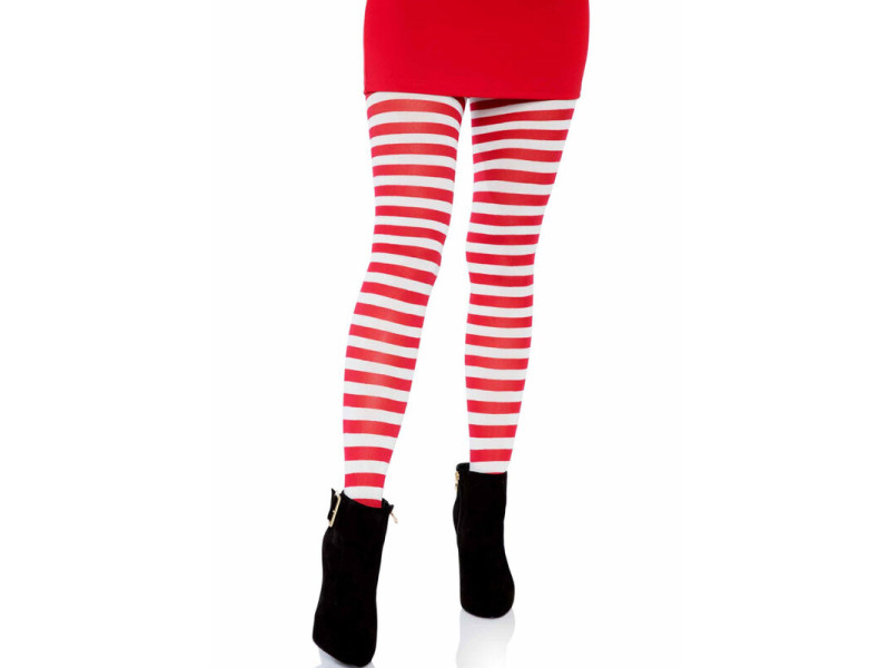 LEG AVENUE - WHITE/RED STRIPED TIGHTS