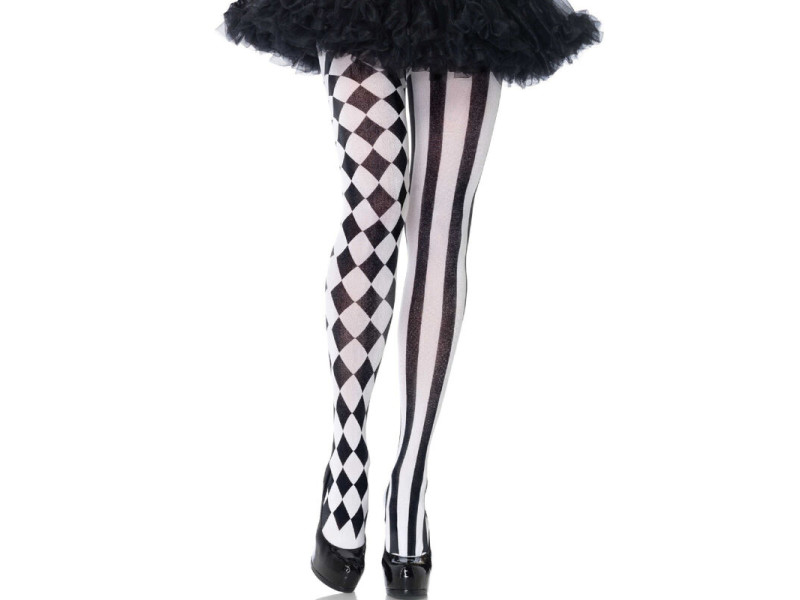 LEG AVENUE - BLACK/WHITE HARLEQUIN TIGHTS