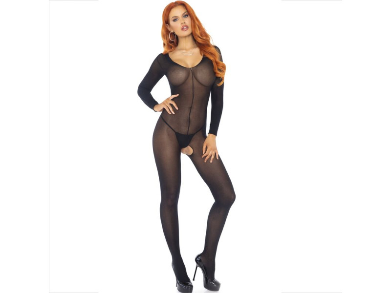 LEG AVENUE - BODYSTOCKING LONG SLEEVE BLACK