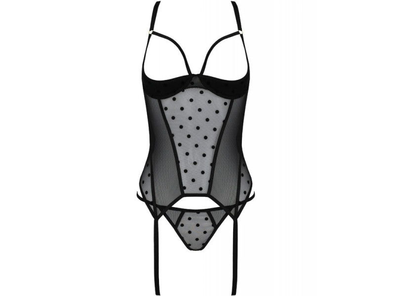 PASSION - MARINA CORSET & THONG BLACK L/XL