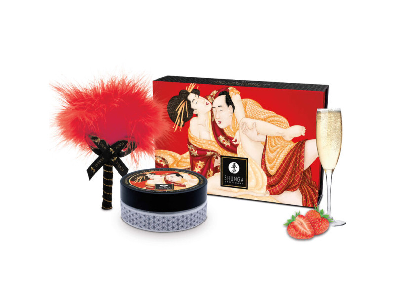 SHUNGA - STRAWBERRY EDIBLE MASSAGE POWDER KIT