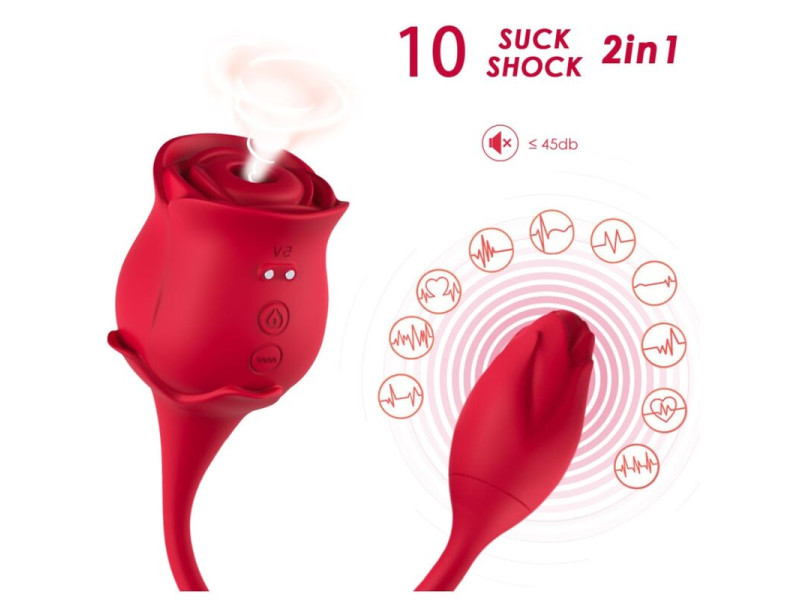 ARMONY - ROSE LICKING VIBRATING DE CLIT & VIBRATOR 10 MODES RED