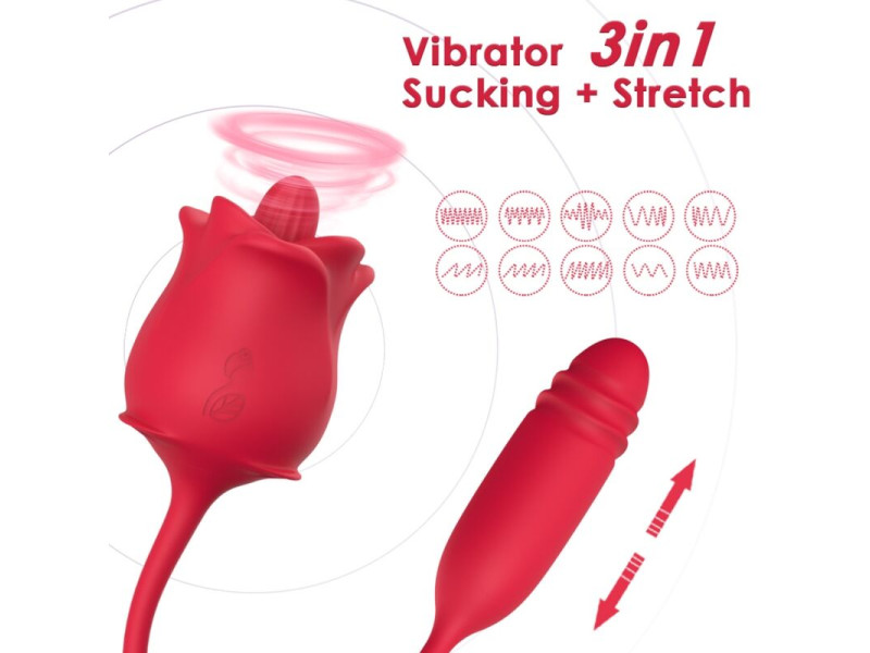 ARMONY - ROSE 3 IN 1, STIMULATOR, SUCTION AND UP&DOWN WITH RED TAIL