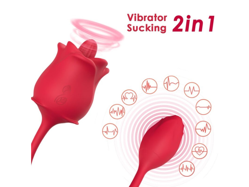 ARMONY - ROSE 2 IN 1 SUCTION STIMULATOR & VIBRATOR 10 MODES WITH RED TAIL