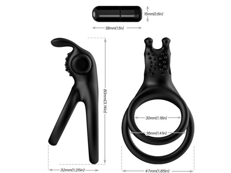 ARMONY - TRAVELER DOUBLE VIBRATOR RING FOR COUPLES RABBIT BLACK