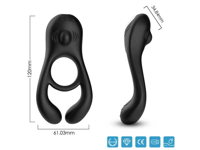 ARMONY - VEYRON DOUBLE VIBRATOR RING TOY FOR COUPLES BLACK