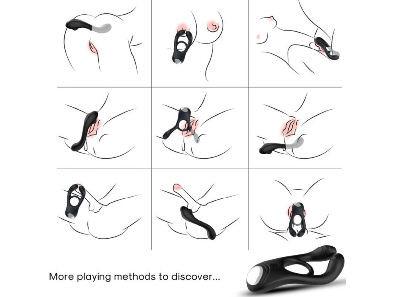 ARMONY - VEYRON DOUBLE VIBRATOR RING TOY FOR COUPLES BLACK