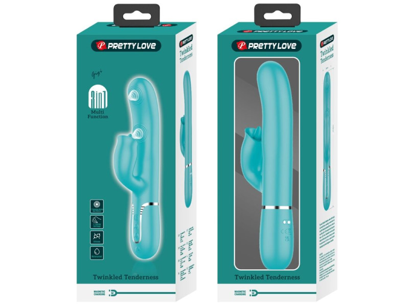 PRETTY LOVE - RABBIT VIBRATOR WITH LICKING AQUA GREEN