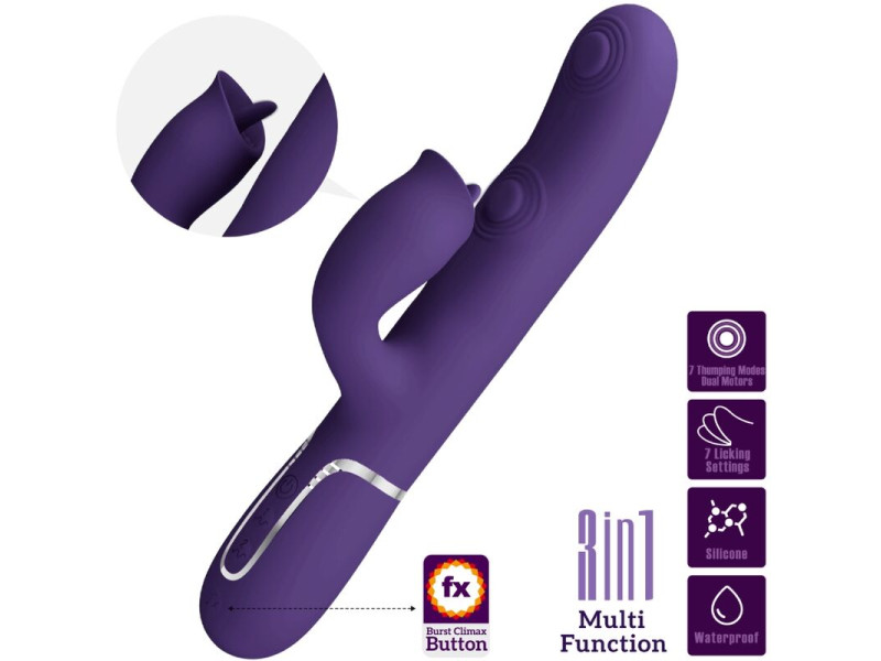 PRETTY LOVE - RABBIT VIBRATOR WITH LICKING PURPLE