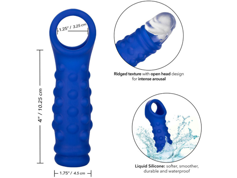 CALEXOTICS - ADMIRAL BEADED PENIS COVER LIQUID SILICONE BLUE