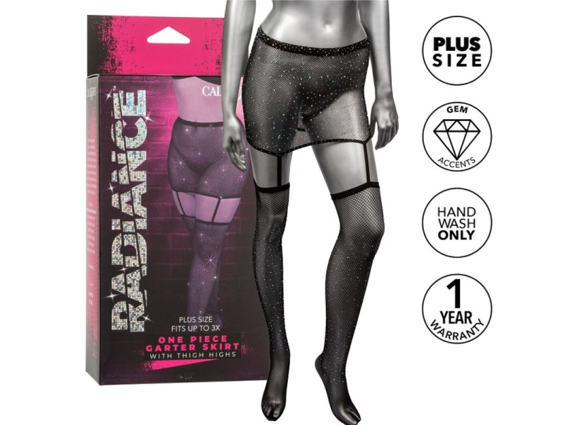 CALEXOTICS - RADIANCE GARTER SKIRT THIGH HIGHS PLUS SIZE