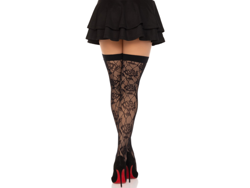 LEG AVENUE - WILD ROSES NET STOCKS BLACK