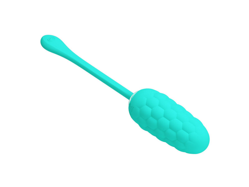 PRETTY LOVE - VIBRATING EGG WITH AQUA GREEN RECHARGEABLE MARINE TEXTURE