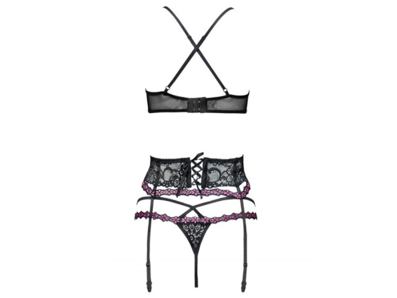 LIVCO CORSETTI FASHION - SNEHANA LC 90443 BRA + GARTER BELT + PANTY BLACK