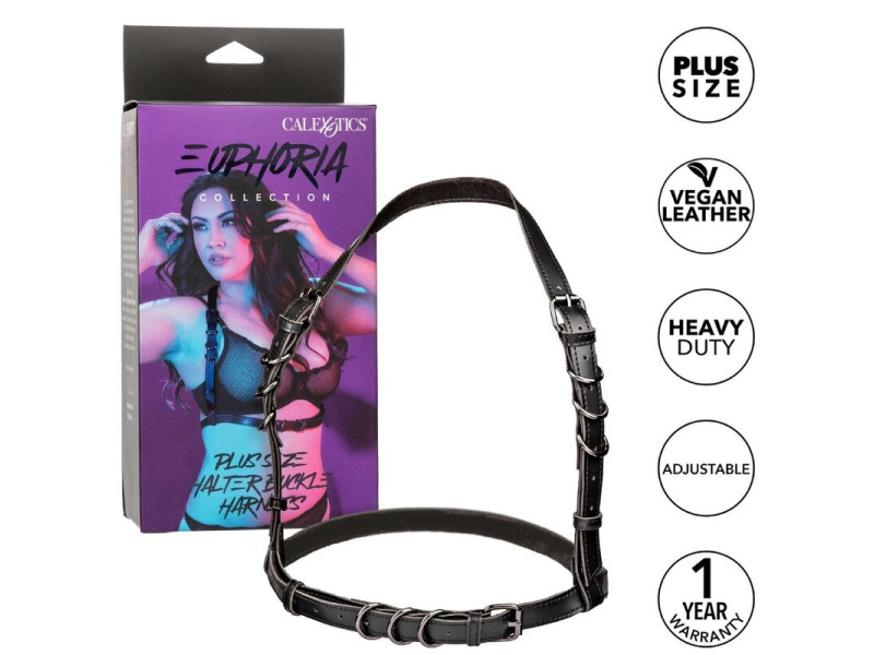 CALEXOTICS - EUPHORIA PLUS SIZE HALTER BUCKLE HARNESS BLACK