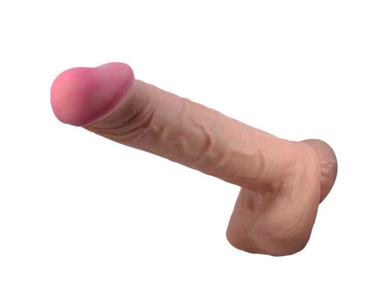 PRETTY LOVE - SLIDING SKIN SERIES REALISTIC DILDO WITH SLIDING SKIN SUCTION CUP BROWN 26 CM