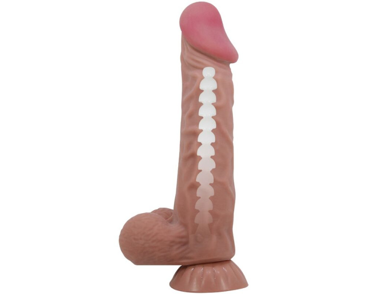 PRETTY LOVE - SLIDING SKIN SERIES REALISTIC DILDO WITH SLIDING SKIN SUCTION CUP BROWN 24 CM