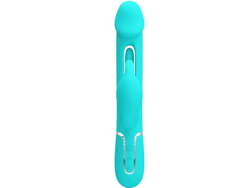 PRETTY LOVE - KAMPAS RABBIT 3 IN 1 MULTIFUNCTION VIBRATOR WITH TONGUE AQUA GREEN