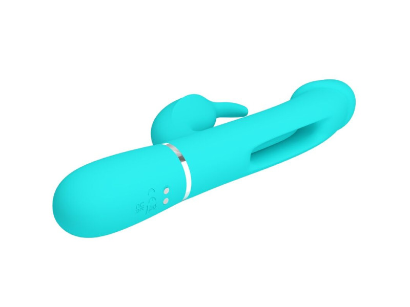 PRETTY LOVE - KAMPAS RABBIT 3 IN 1 MULTIFUNCTION VIBRATOR WITH TONGUE AQUA GREEN