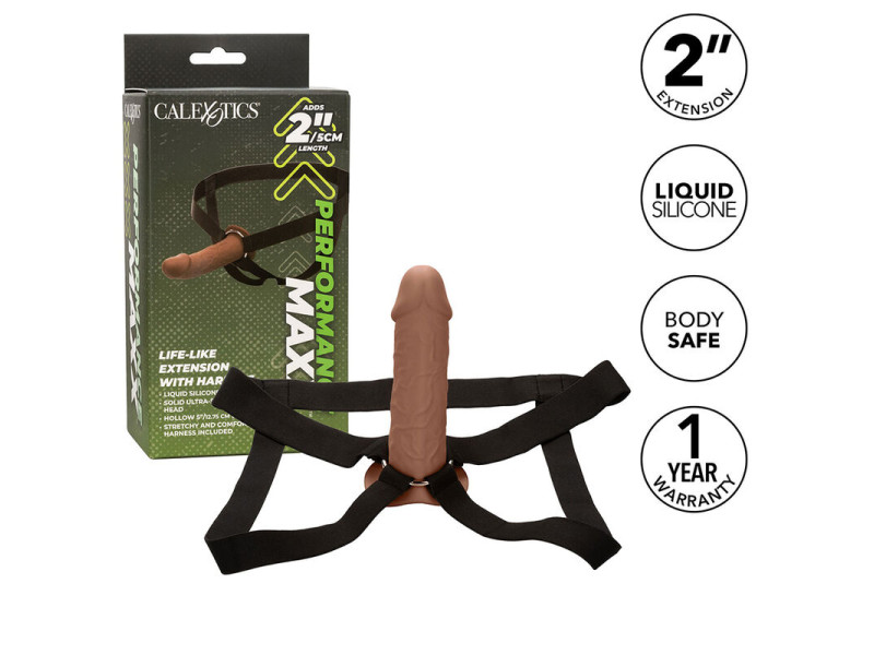 CALEXOTICS - PERFORMANCE MAXX LIFE-LIKE EXTENSION WITH HARNESS BROWN SKIN