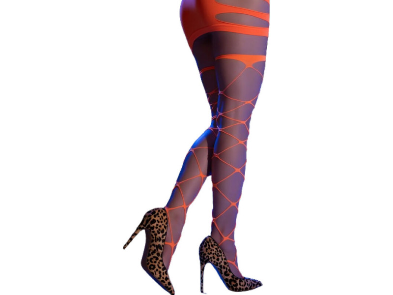 CHILIROSE - CR 4706 CABARET TIGHTS ORANGE S/M