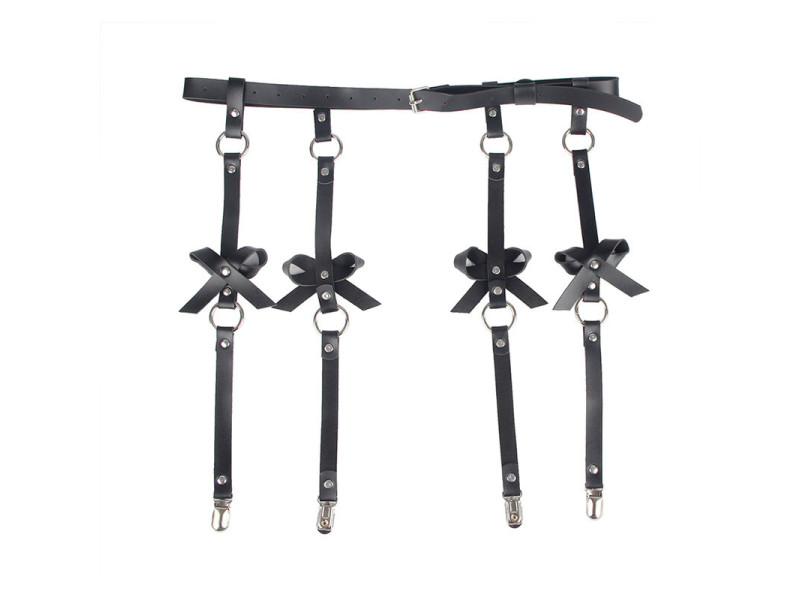 SUBBLIME - LEATHER CHAINLEG HARNESS BLACK ONE SIZE