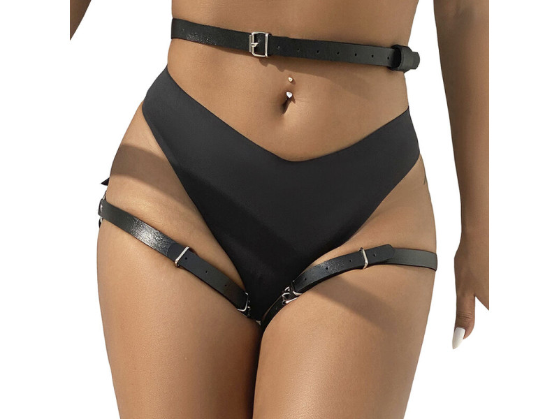 SUBBLIME - LEATHER WAIST AND LEG HARNESS BLACK ONE SIZE