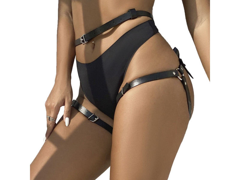 SUBBLIME - LEATHER WAIST AND LEG HARNESS BLACK ONE SIZE