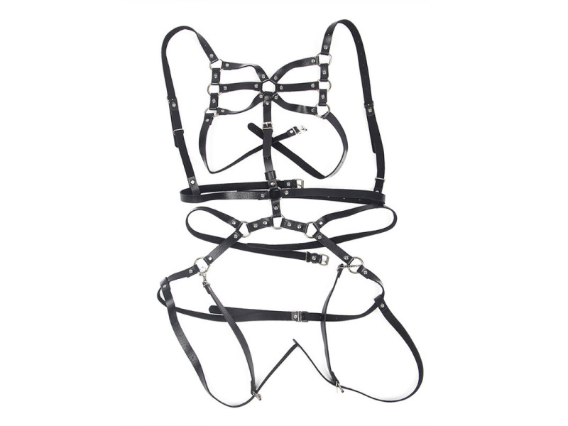 SUBBLIME - BODY HARNESS ADJUSTABLE STRAPS LEATHER BLACK ONE SIZE