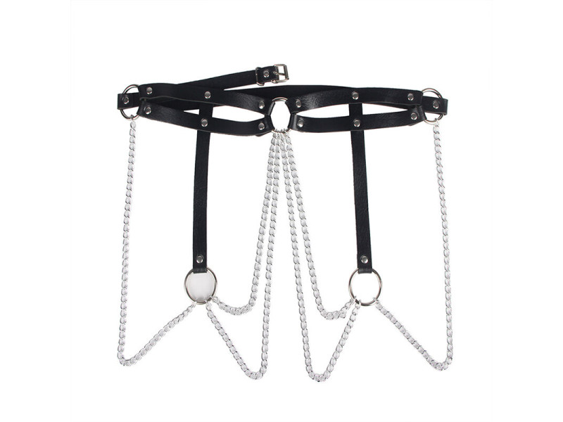 SUBBLIME - LEATHER RING CHAINBELT BLACK ONE SIZE